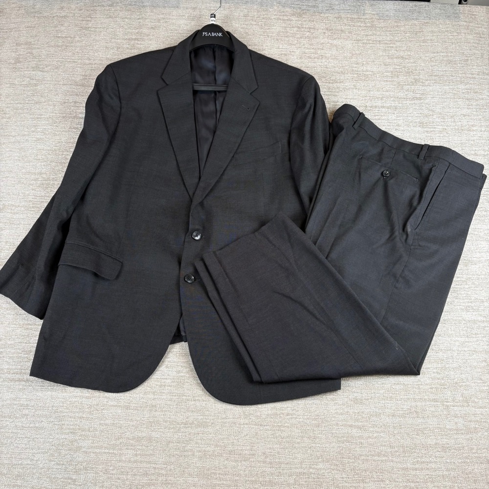 Joseph Abboud Marzotto 100 Italian Wool Charcoal Gray 2pc Suit Mens 48R Slim Fit